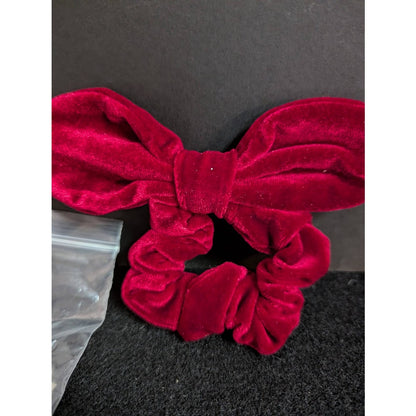 LELE SADOUGHI set of 3 small elastic  4" red Velvet Bow new scrunchie crimson