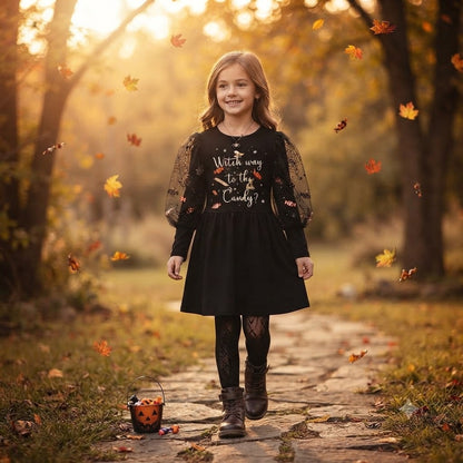 Truly Me Girls Black Witch Way to the Candy Halloween Dress Size 4 NWT