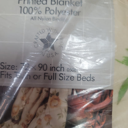 VINTAGE Owen Manufacturing Printed Floral Polyester Full Blanket Coverlet NEW