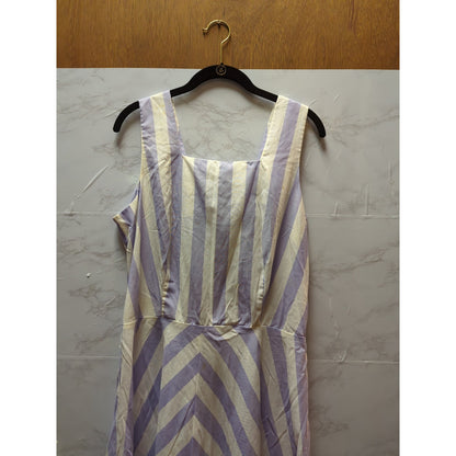 Altogether Vintage square Neck purple white striped dress sleeveless Medium