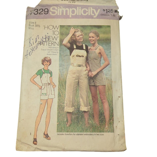 Vintage Sewing pattern 7329  Size 6 Bust 30.5  Junior Misses