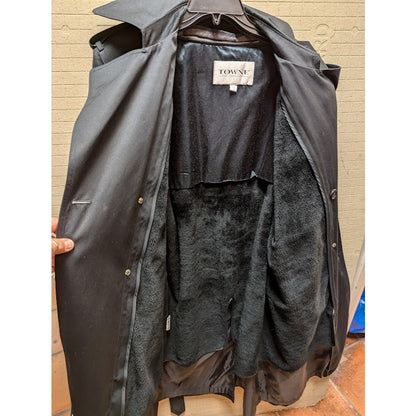 Towne by London Fog Size 42 Trench Coat Zipped in LIner with Belt charcoal Gray