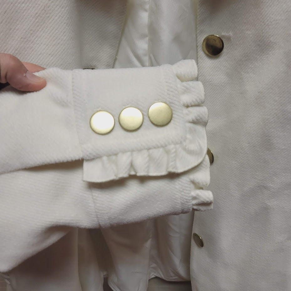 Crown & Ivy Ivory White Peacoat Bow detail Size XXL Ruffles Long Jacket $119