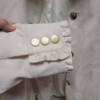Crown & Ivy Ivory White Peacoat Bow detail Size XXL Ruffles Long Jacket $119