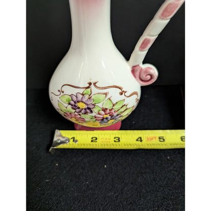 Vintage Hand Painted Lefton Pink Ewer Pitcher Vase Porcelain Japan