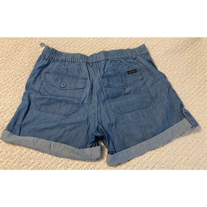 NWT Sanctuary Cuffed Elastic Back Shorts Size Large in Light Denim Blue