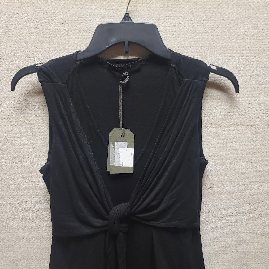 All Saints Women's  SMALL Black Jayda Jersey Dress Short Tie Waist, NWT $160