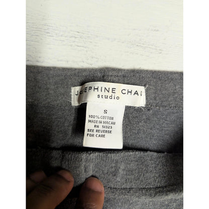 Vintage Josephine Chaus Gray Cotton Midi Skirt Small Minimalist 90s Vintage Luxe