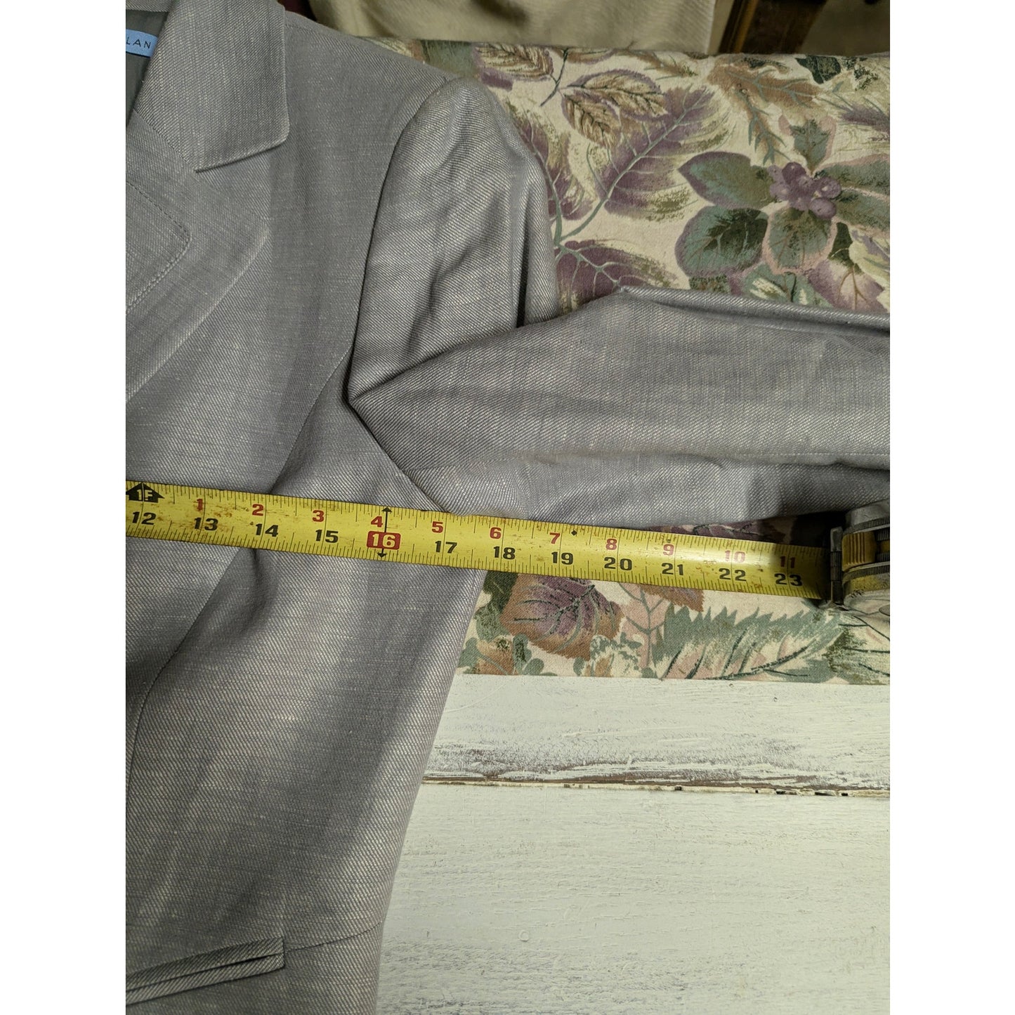 Antonio Melani Gray Linen Cotton Blazer Structured Smart Casual 6 Double Lapel