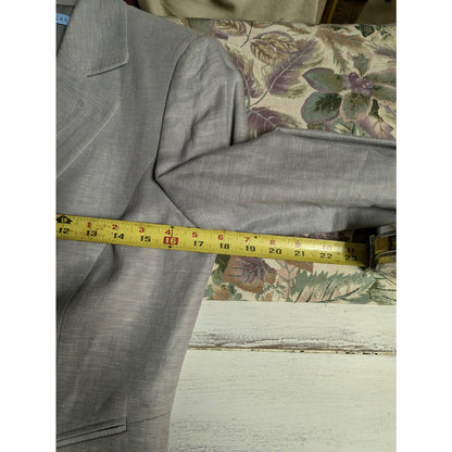 Antonio Melani Gray Linen Cotton Blazer Structured Smart Casual 6 Double Lapel