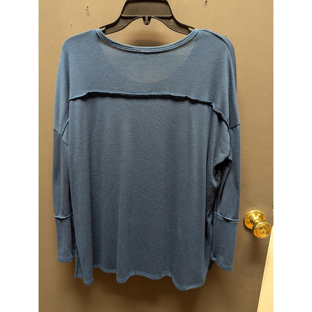 Forgotten Grace NEW blue blouse top MEDIUM long sleeve tunic lightweight crew