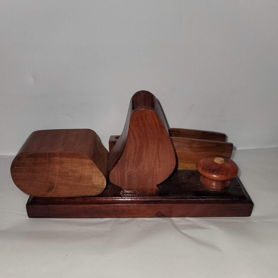 Vintage Handmade MCM teak Wood Desk Organizer Pen business card Pin Holder
