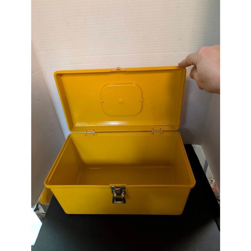 Vintage Wil-Hold yellow sewing box solid lid retro craft storage 1960s