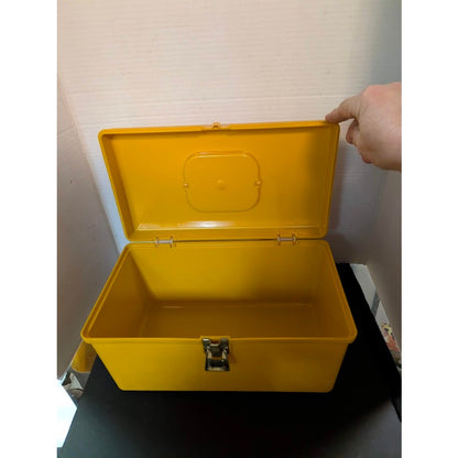 Vintage Wil-Hold yellow sewing box solid lid retro craft storage 1960s