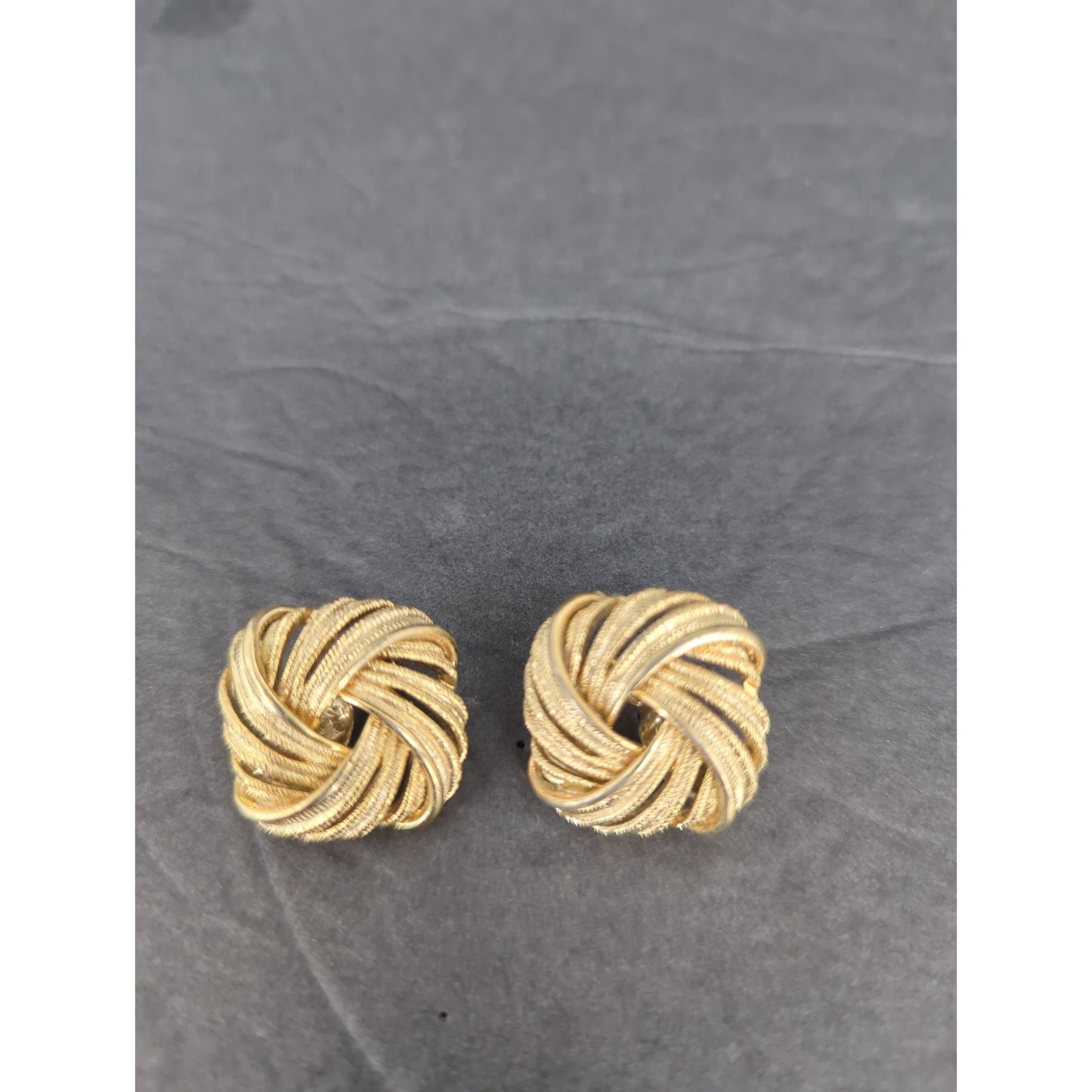 Vintage Monet Gold Tone Domed Ribbed Button Clip On Earrings Retro MCM