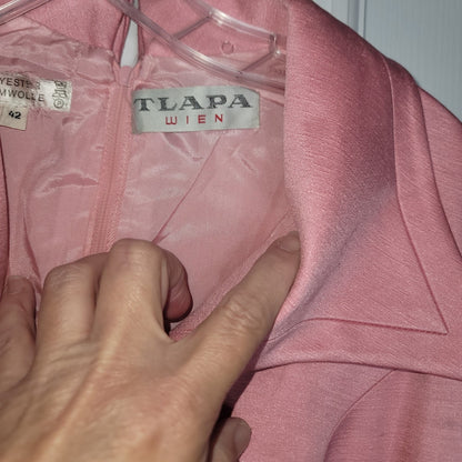 TLAPA Wein 1960's Pink Sleeveless Maxi Dress Wide Collar Cocktail Retro MCM S/M