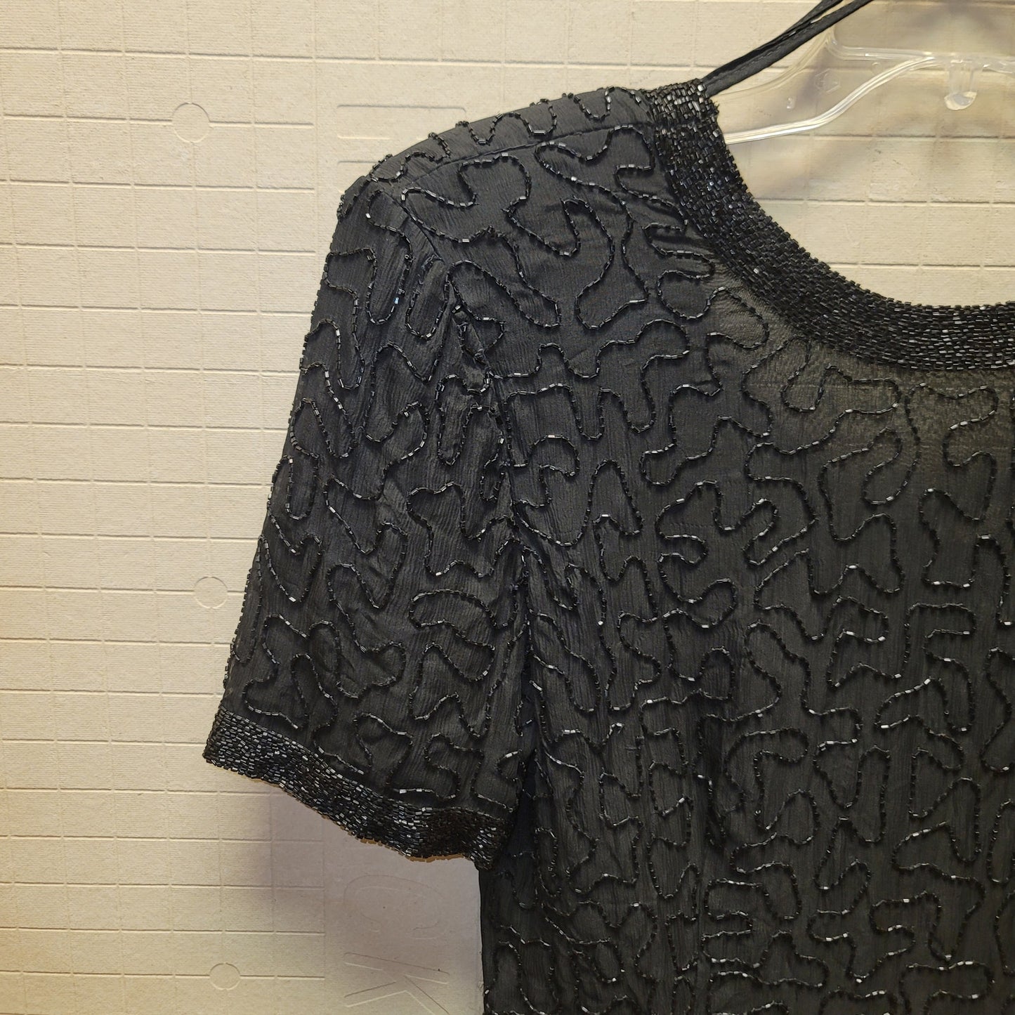Stenay Vintage 80s Silk Sequin Beaded Knee High 6 Dress Classic Black  Cocktail