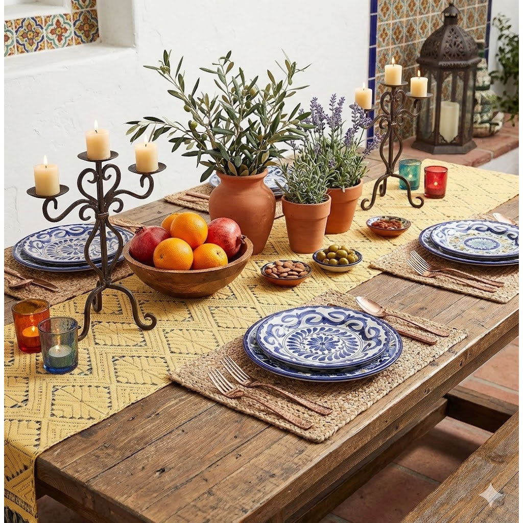 Handmade OAXACAN Table Bed Console Dresser Runner Embroidery Geometric Linens