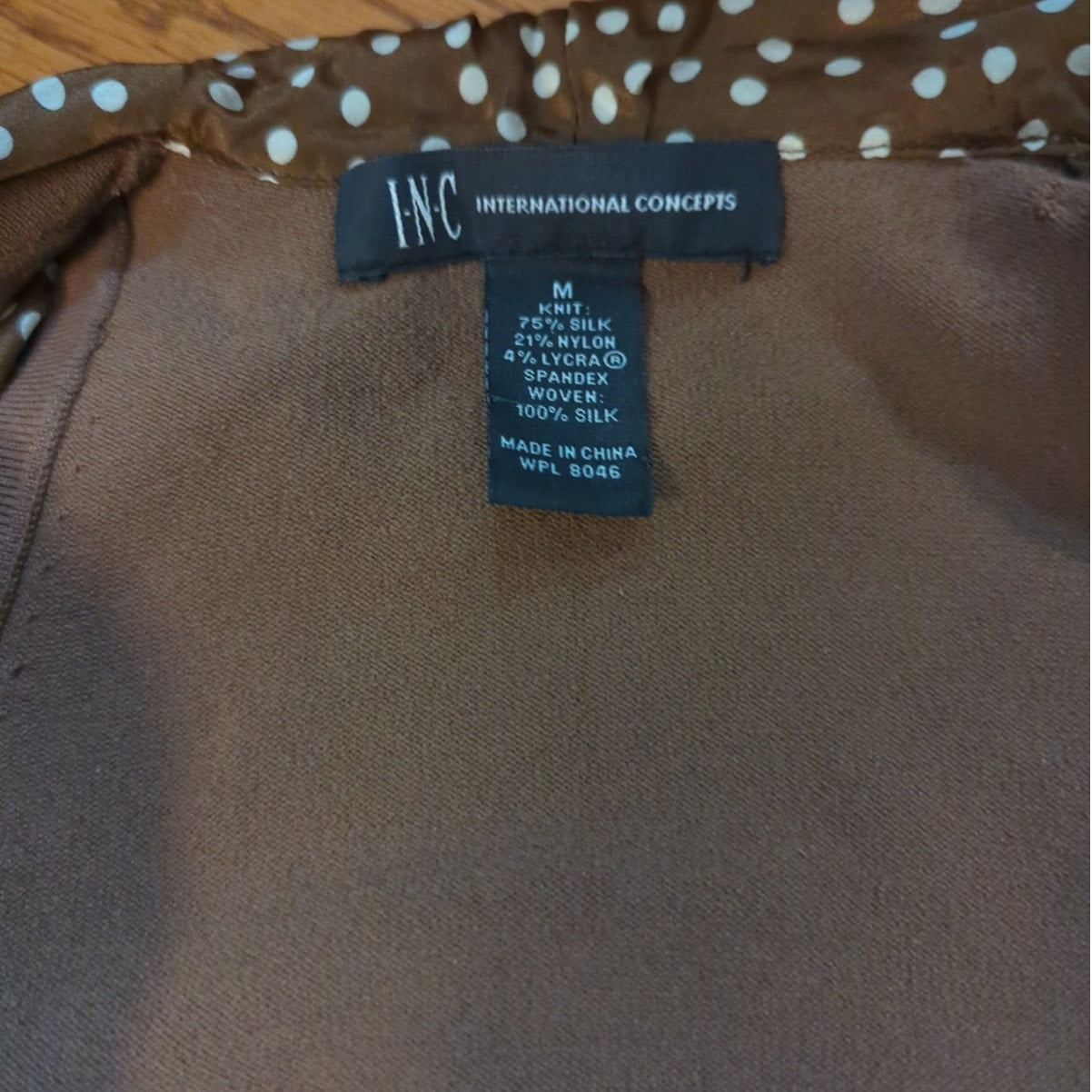 INC International Concept Brown Polka Dot Cowl Neck Halter Tank Top Medium Retro