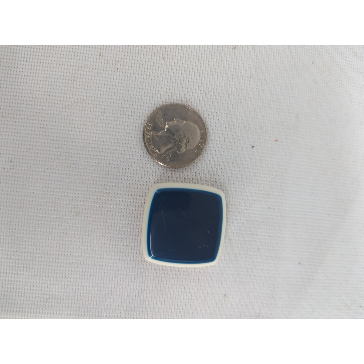 Vintage Mod Navy Blue White Square Resin Clip-On Earrings Mid Century Retro Chic