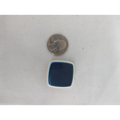Vintage Mod Navy Blue White Square Resin Clip-On Earrings Mid Century Retro Chic