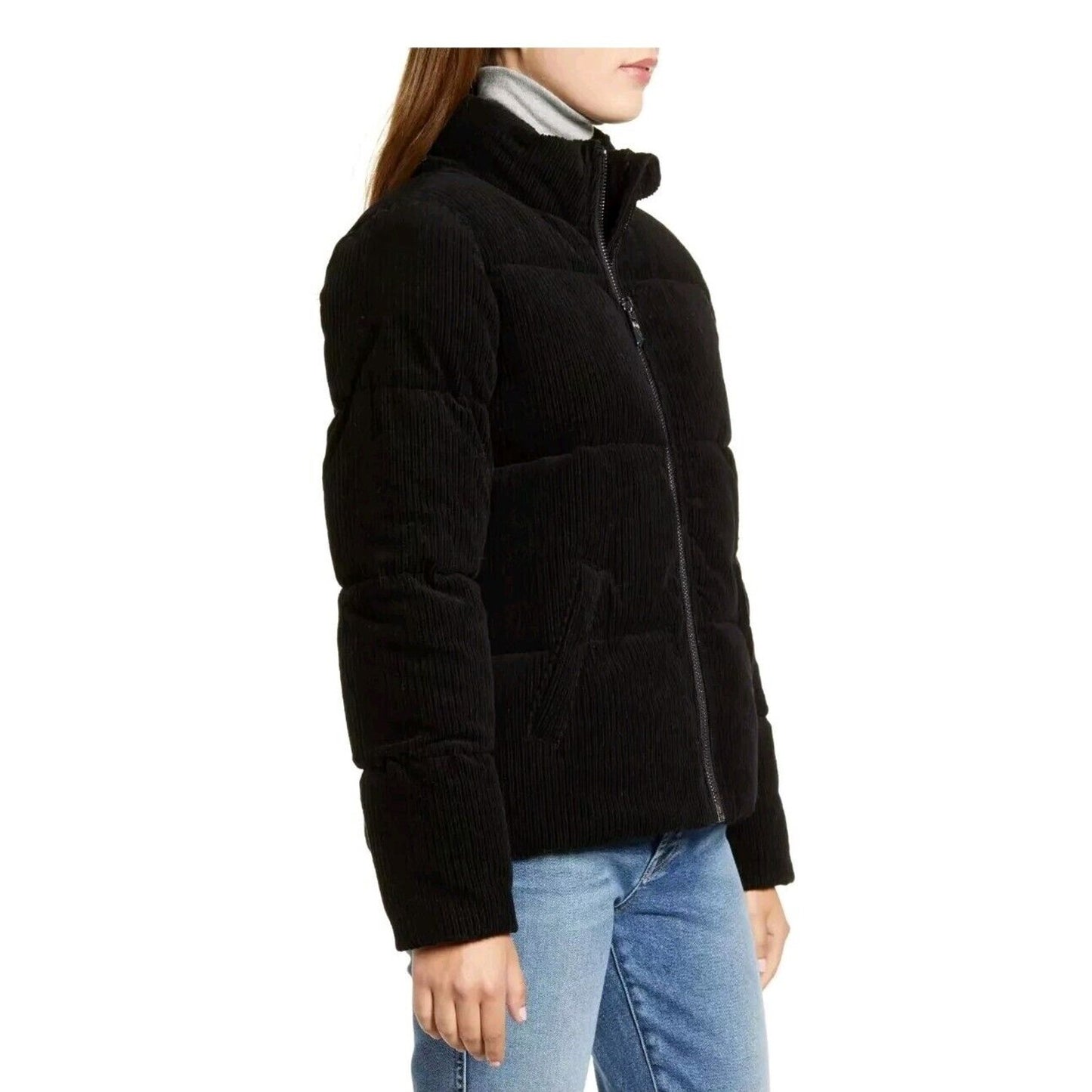 MARC NEW YORK NWT $129 SUPER PUFFER CORDUROY COTTON BLACK JACKET Small NEW