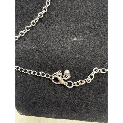 Vintage 36 Inch Mixed Metal Owl Statement Necklace with Pearl & Leaf
