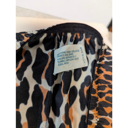 Vintage Vanity Fair Leopard Slip Skirt Double Slit Retro Y2K Intimates Small