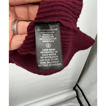 Devotion by Cyrus Cowlneck Ribbed Tunic Sweater In Ruby Port NWT eXTRASmall xs