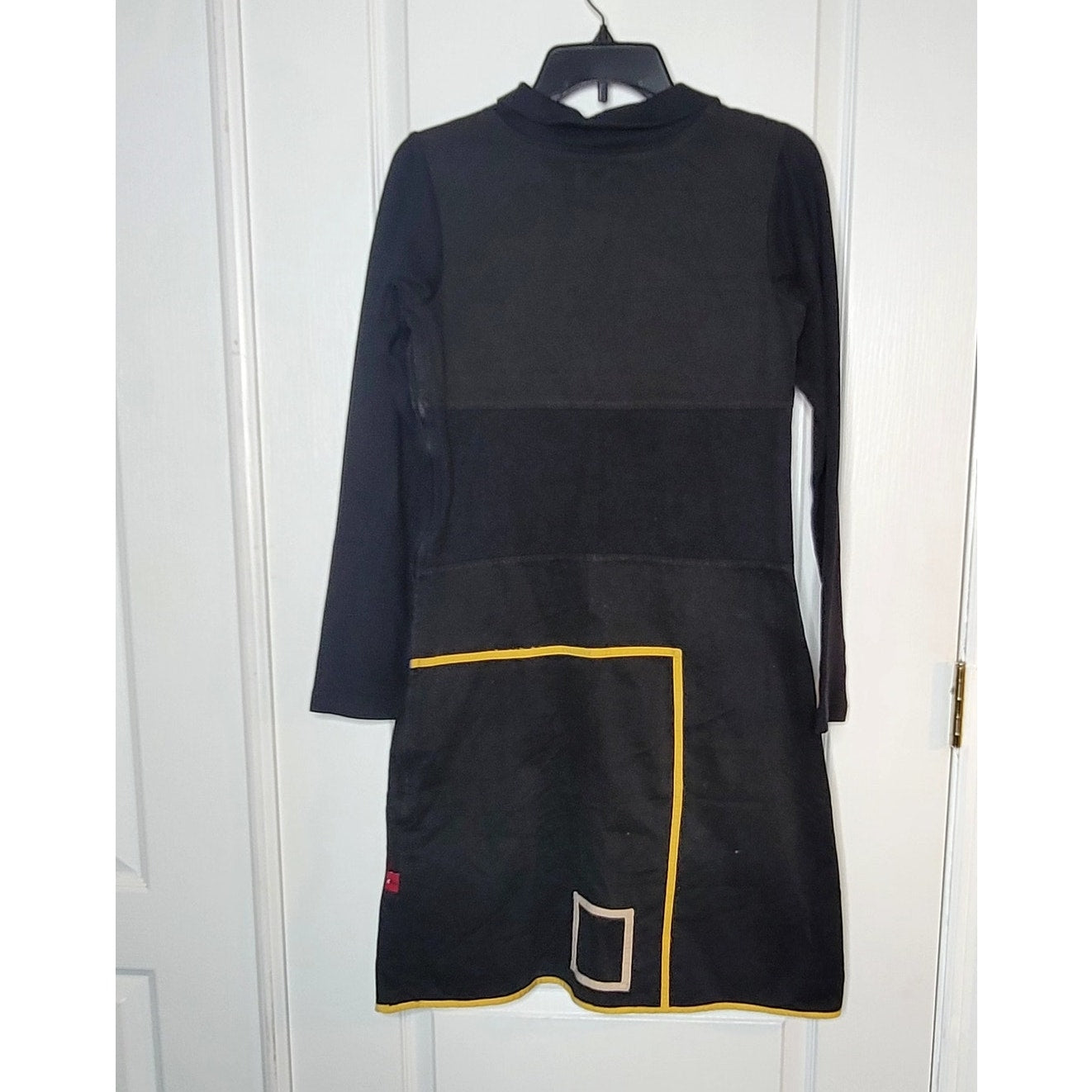 Vintage PYGMEES Small Turbowear Dress long sleeve Y2K dress Black yellow