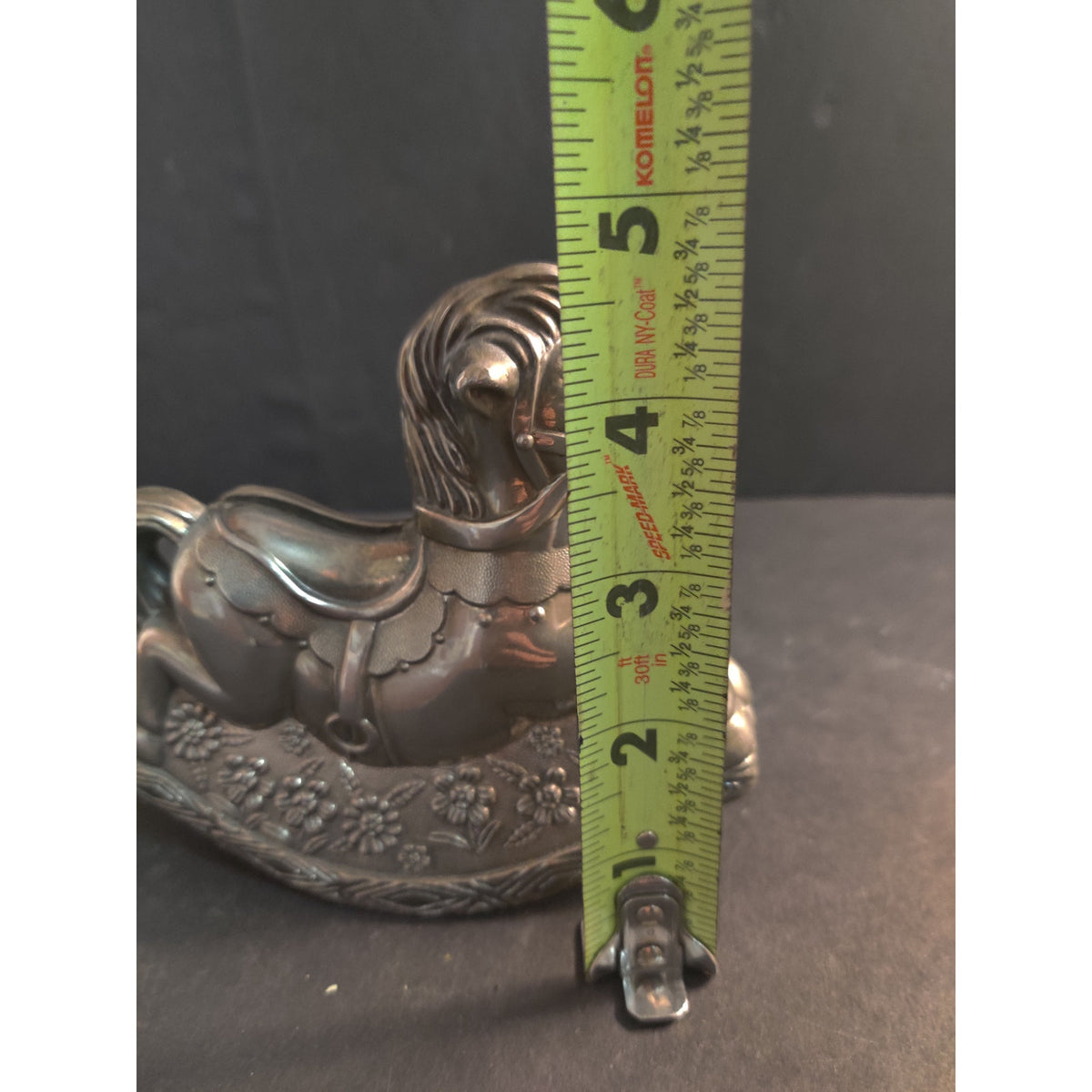 Vintage Metal Rocking Horse Figurine Piggy Bank Missing Stopper