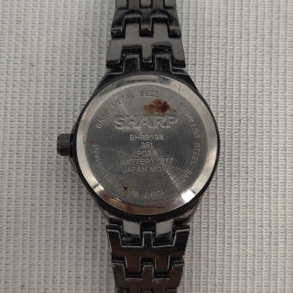 Vintage Sharp Stainless Steel Watch Black Dial Ladies Timepiece Repair/Parts