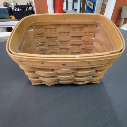 Vintage Longaberger Handwoven Rectangular Basket with Plastic Liner Dresden Ohio