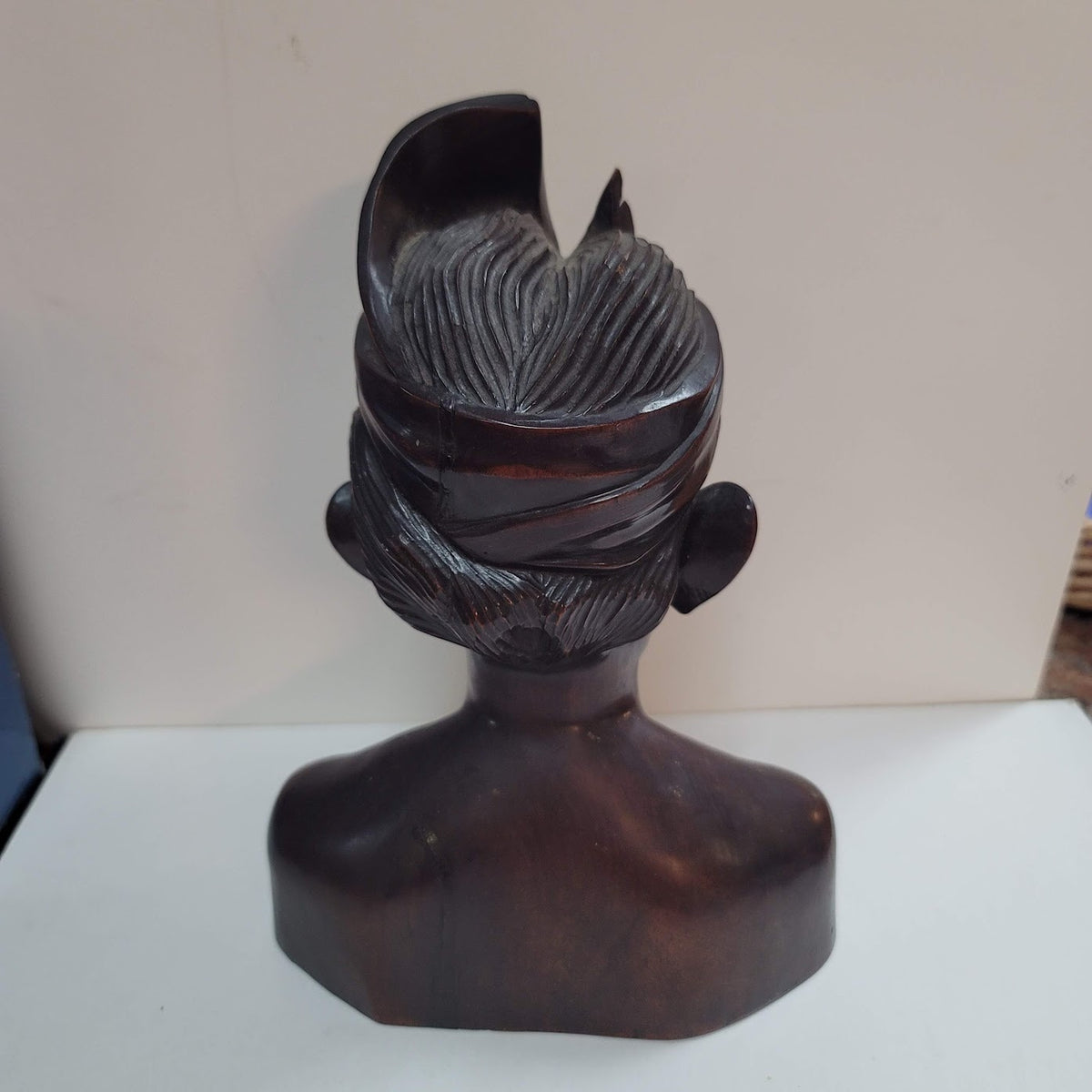 Signed Bali wood carving carved hard wood Balinese Carved Young Man
