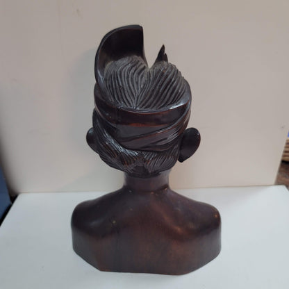 Signed Bali wood carving carved hard wood Balinese Carved Young Man