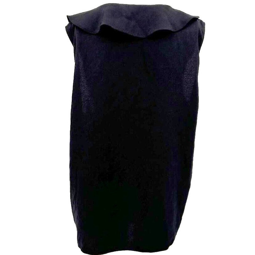 Halston Sleeveless V-Neck Ruffle Front Pullover Top Size Small in Black NWT