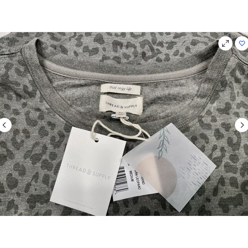 Thread & Supply Women's Green Leopard Print Long Sleeve Cropped Top Sz Medium