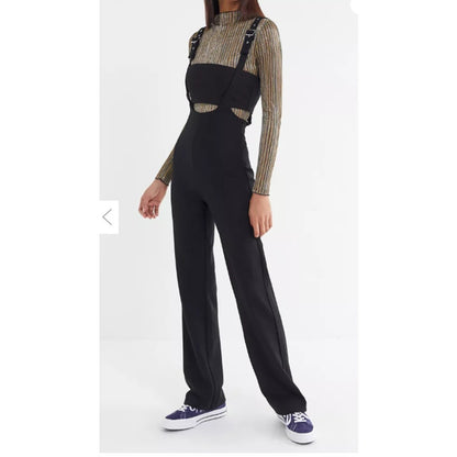 TIGER MIST PEYTON JUMPSUIT black new XS Club Night Goth Strap tube top cutout