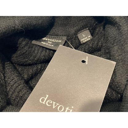 Devotion by Cyrus Ribbed Cowl/Mock Neck Pullover Sweater Sz Large in Black NWT