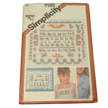 Simplicity 9983 Vintage Sewing Pattern One Size Alphabet Embroidery Transfers