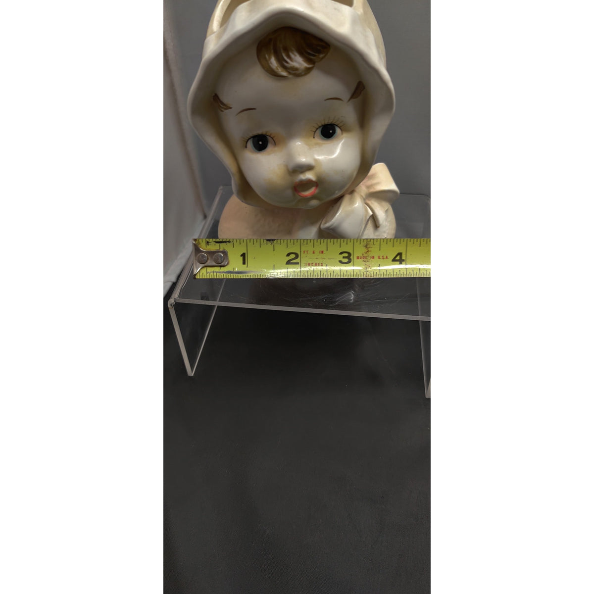 Vintage 1950s Snowbaby Head Vase Planter Bonnet Kitsch Collectible MCM