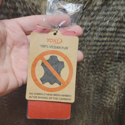 Yoki NEW Brown size Medium Faux Fur Feather Coat Jacket Cropped