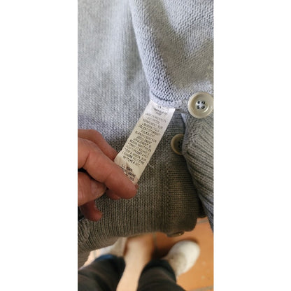 L. L. Bean Mens Gramps XL VNeck Cotton blue button up Cardigan Knit Pockets