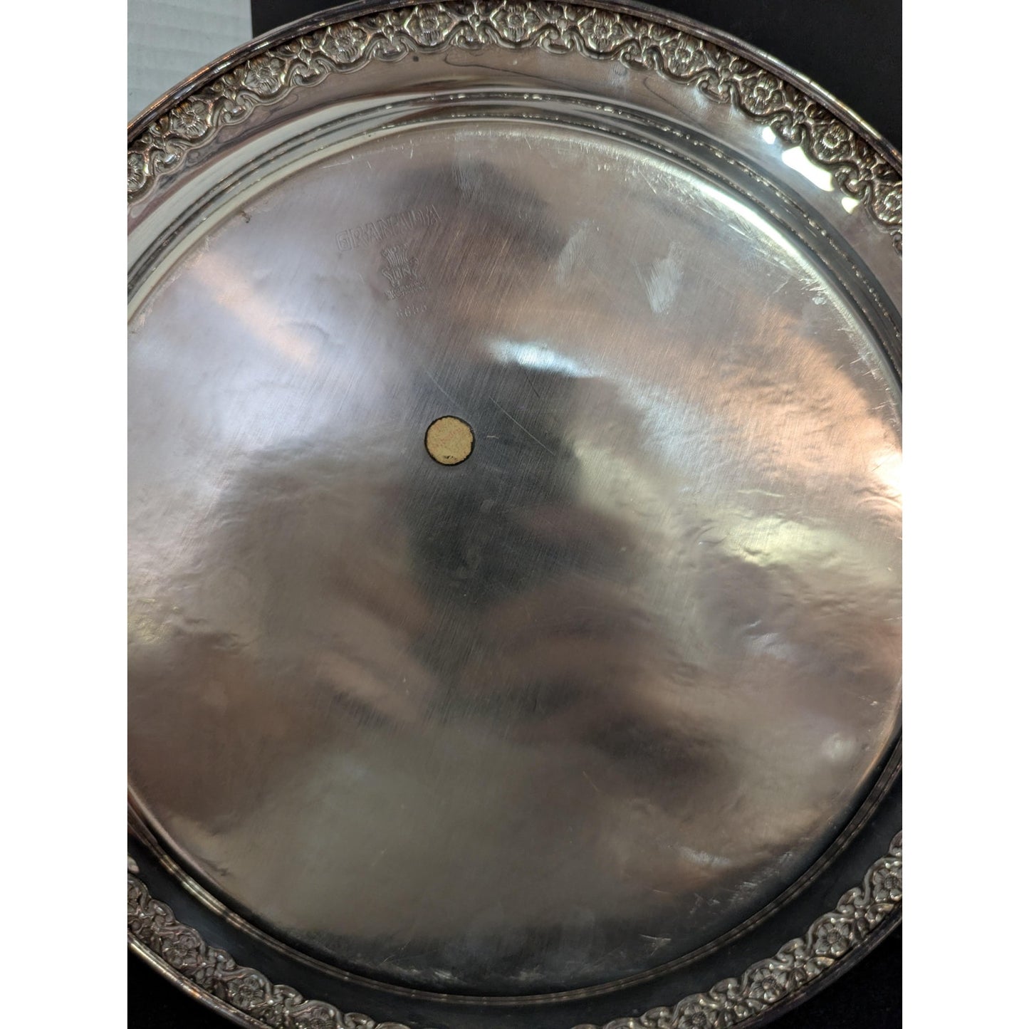 Vintage Hollywood Regency Silverplate Round Platter Ornate Serving Tray