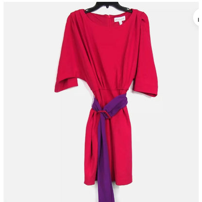 MARK & JAMES BADGLEY MISCHKA Jeri Belted Blouson Dress In Fuchsia Size 0