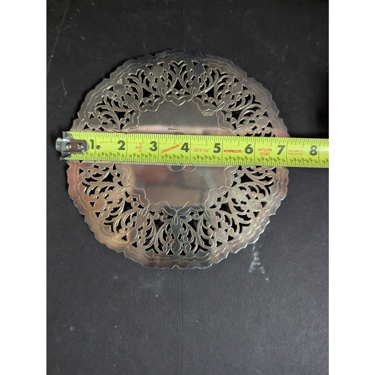 Vintage Silverplate Monogram F Pierced Filigree Denmark Trivet