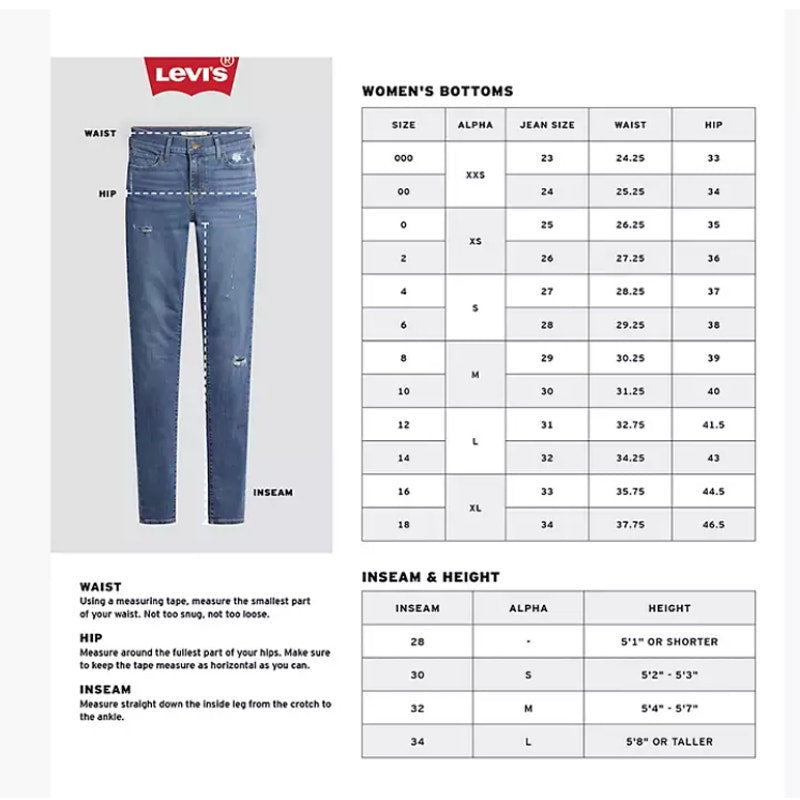 Levi's 711 Skinny Women's Jeans Size 2 Short W26 L28 NEW MID RISE SLIM THRU HIP
