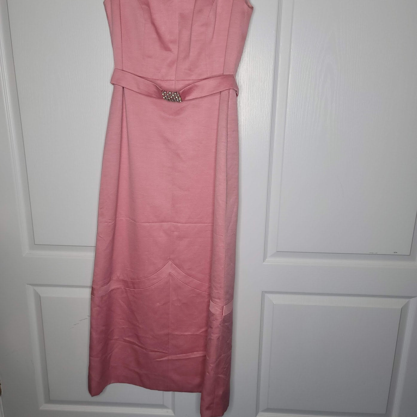 TLAPA Wein 1960's Pink Sleeveless Maxi Dress Wide Collar Cocktail Retro MCM S/M