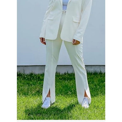 Danielle Bernstein Slit-Front Dress slacks Pants High Rise Cloud White 22W NWT