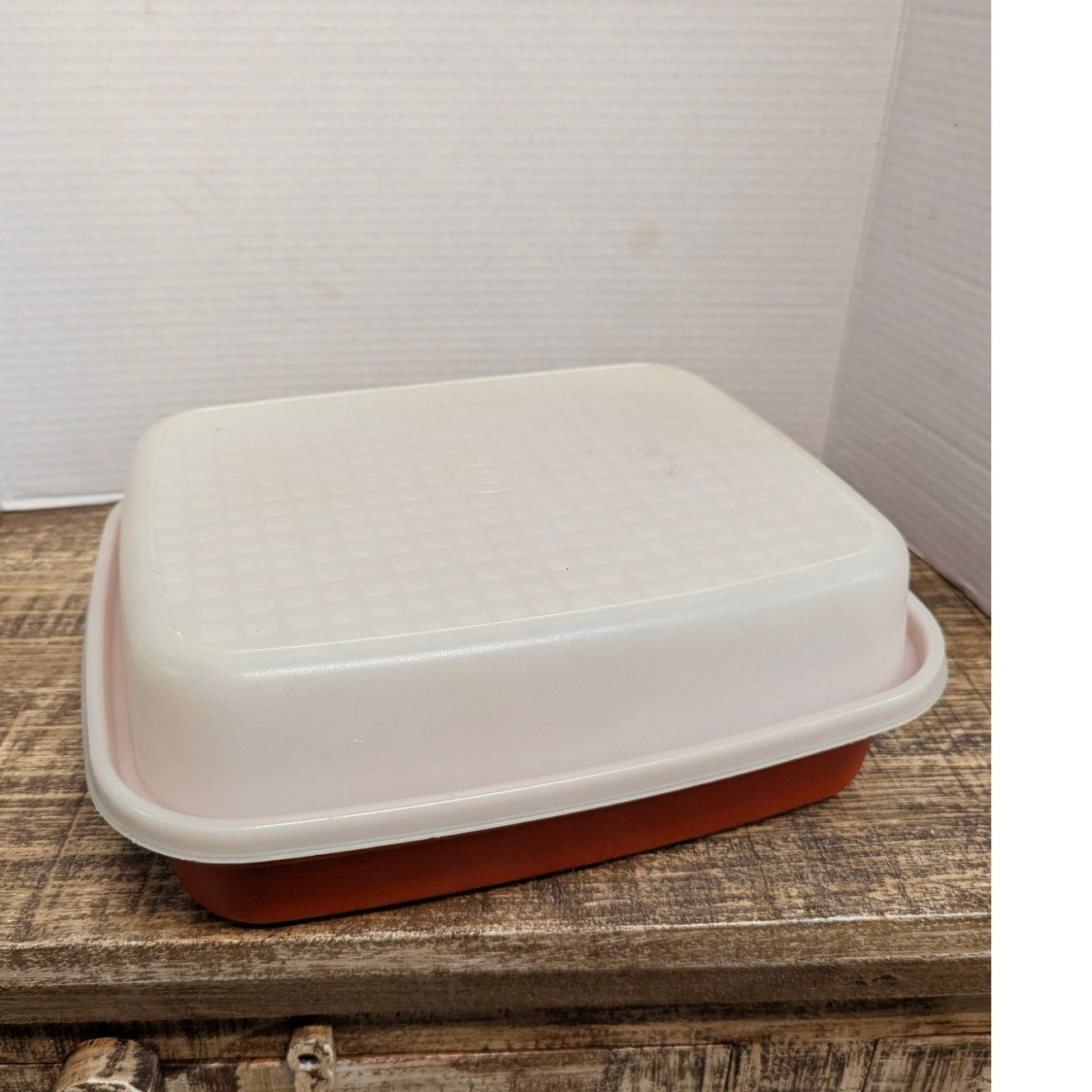 Set of 2 Matching Vintage Tupperware Square Keepers Harvest Orange Paprika